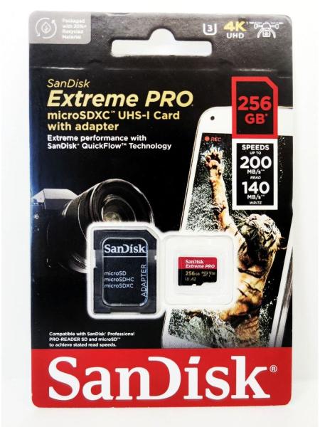 Карта памяти micro SDXC 256Gb Sandisk Extreme Pro UHS-I U3 V30 A2 + ADP (200/140 MB/s)
